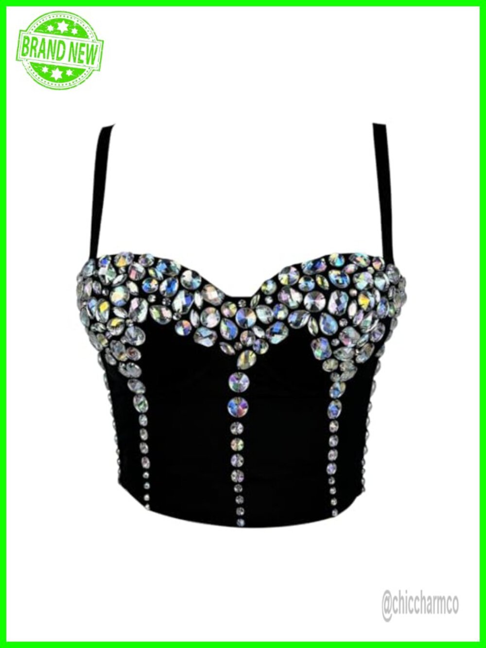 Rhinestone Gemstone Bustier Corset Crop Top Bra